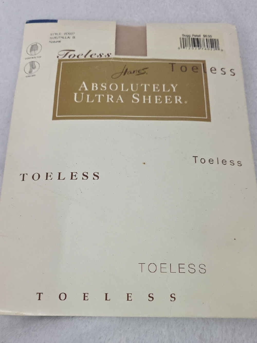 Hanes Ultra Sheer Toeless Pantyhose Natural Size B